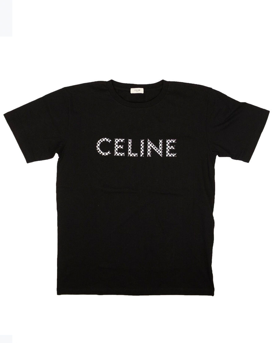 Celine Black Cotton Logo Loose T-Shirt